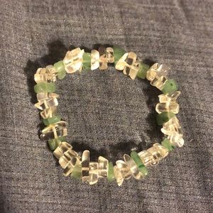 Clear and green stretchy bracelet